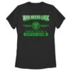 Women's Marvel St. Patrick's Day Black Panther Who Needs Luck T-Shirt 2 Women's Marvel St. Patrick's Day Black Panther Who Needs Luck T-Shirt -Fifthsun Shirts 19marv01799a 002 panther clover collegiate 140 copy