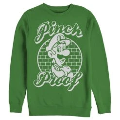 Men's Nintendo Super Mario St. Patrick's Day Pinch Proof Luigi Retro Sweatshirt