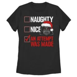 Women's Star Wars Christmas Vader Attempt Made T-Shirt -Fifthsun Shirts 19strw00482a 003 attempt was made 52 149 copy