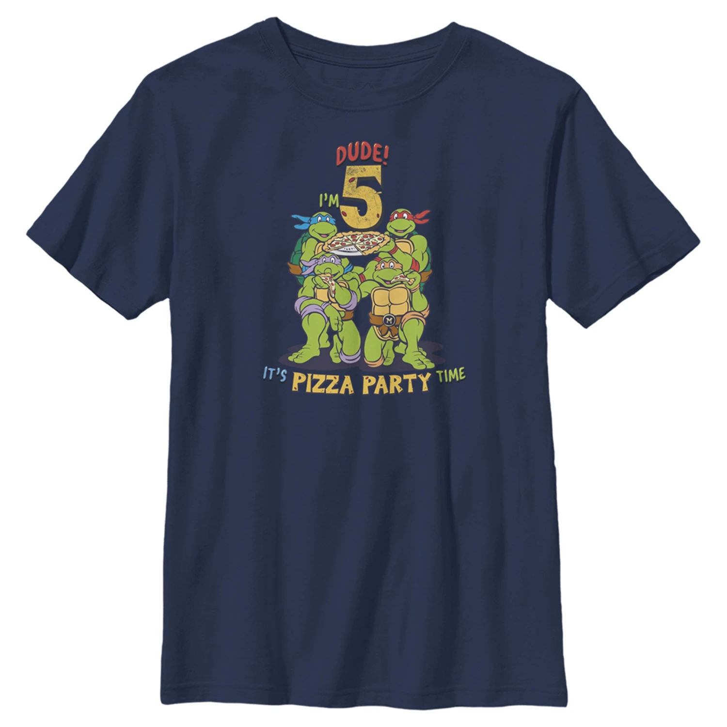 Boy's Teenage Mutant Ninja Turtles 5th Birthday Pizza Party T-Shirt 5 Boy's Teenage Mutant Ninja Turtles 5th Birthday Pizza Party T-Shirt - Image 3
