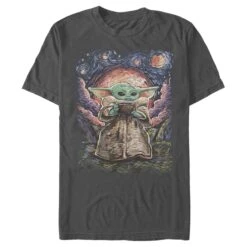 Men's Star Wars: The Mandalorian The Child Starry Night T-Shirt 26 Men's Star Wars: The Mandalorian The Child Starry Night T-Shirt -Fifthsun Shirts 20STMD00075A 077 Sipping Starries 04 149 copy