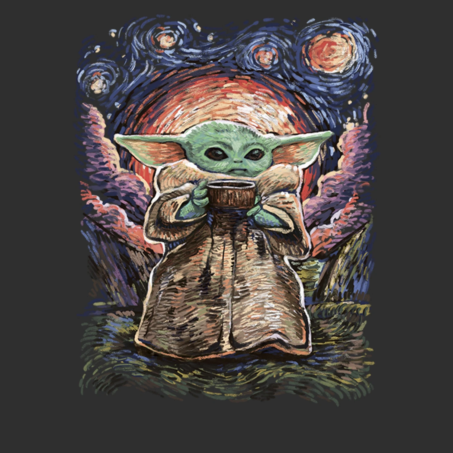 Men's Star Wars: The Mandalorian The Child Starry Night T-Shirt 13 Men's Star Wars: The Mandalorian The Child Starry Night T-Shirt - Image 11