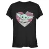 Junior's Star Wars: The Mandalorian Valentine's Day The Child Heart Portrait T-Shirt