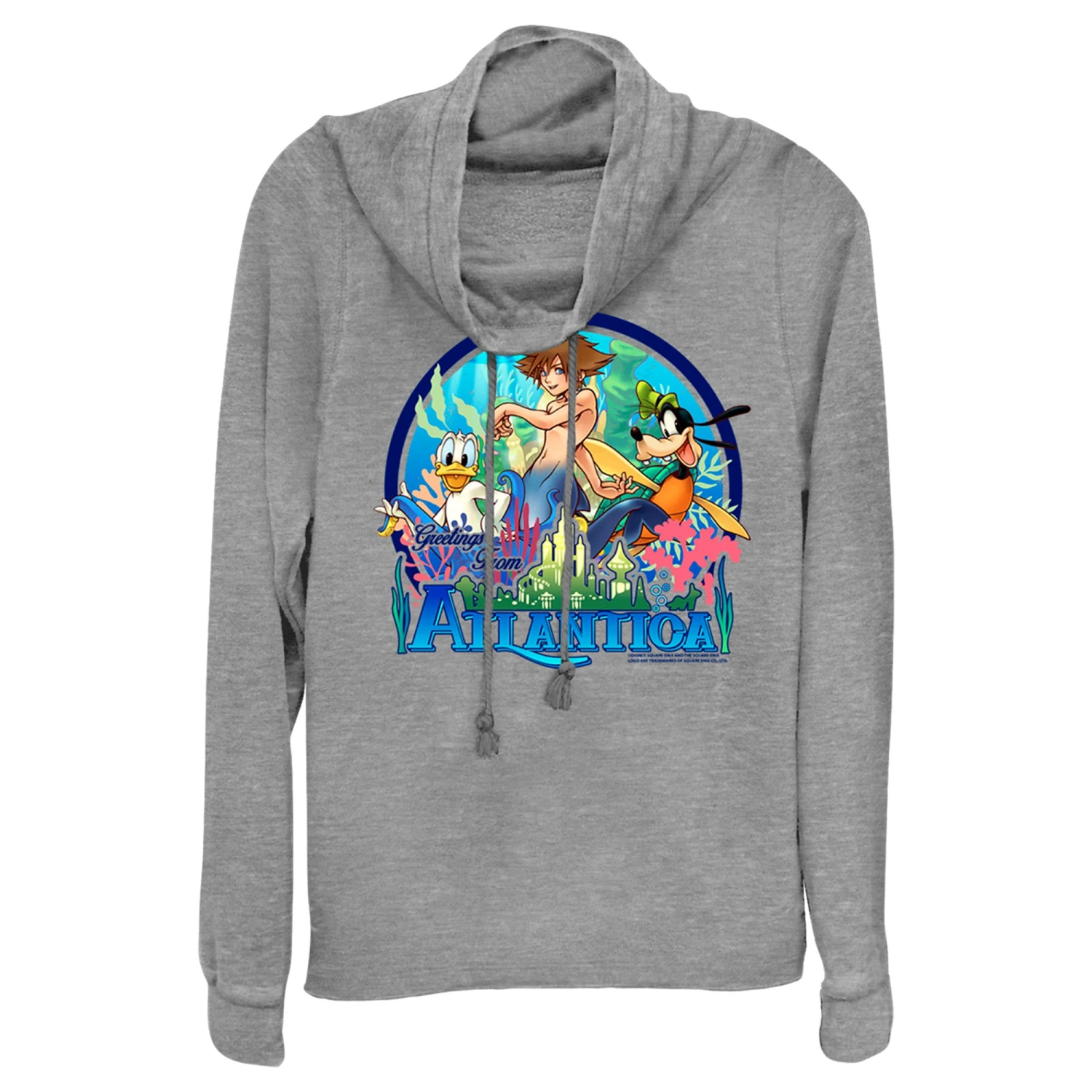 Junior's Kingdom Hearts 1 Mermen Friends From Atlantica Cowl Neck Sweatshirt 3 Junior's Kingdom Hearts 1 Mermen Friends From Atlantica Cowl Neck Sweatshirt