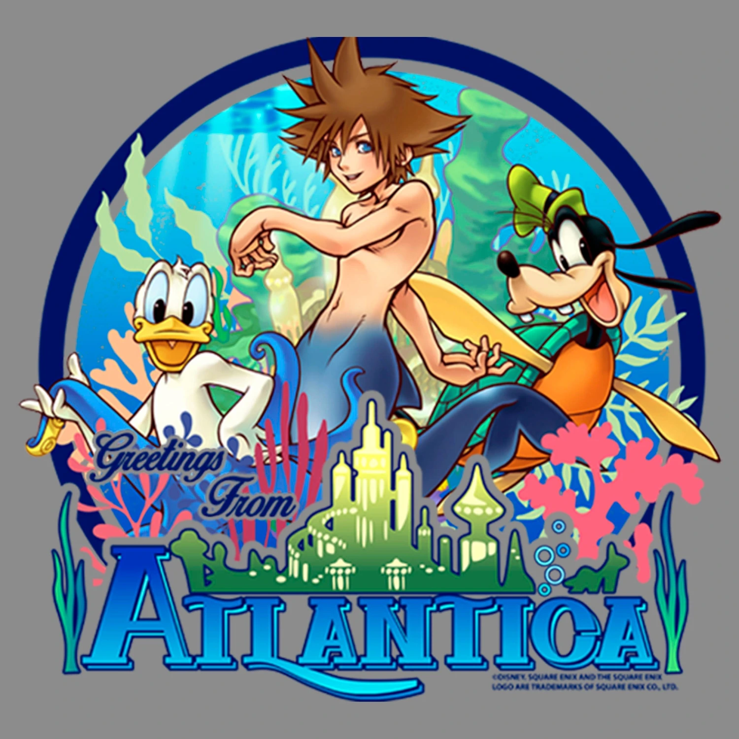 Junior's Kingdom Hearts 1 Mermen Friends From Atlantica Cowl Neck Sweatshirt 4 Junior's Kingdom Hearts 1 Mermen Friends From Atlantica Cowl Neck Sweatshirt - Image 2