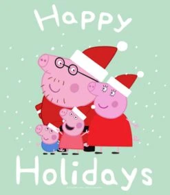 Girl's Peppa Pig Family Happy Holidays T-Shirt -Fifthsun Shirts 20hbpt00048a 001 peppa holiday 141 swatch