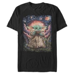 Men's Star Wars: The Mandalorian The Child Starry Night T-Shirt 29 Men's Star Wars: The Mandalorian The Child Starry Night T-Shirt -Fifthsun Shirts 20stmd00075a 003 sipping starries 04 copy