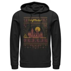 Men's Harry Potter Gryffindor Ugly Sweater Burgundy Pull Over Hoodie