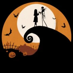 Boy's The Nightmare Before Christmas Jack And Sally On Spiral Hill T-Shirt -Fifthsun Shirts 21DNNC00056A 004 The Haunt Hill 176 swatch