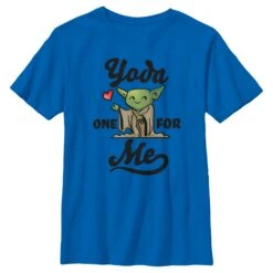 Boy's Star Wars Valentine's Day Yoda One For Me Cartoon T-Shirt