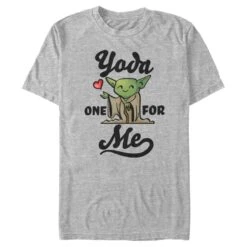 Men's Star Wars Valentine's Day Yoda One For Me Cartoon T-Shirt