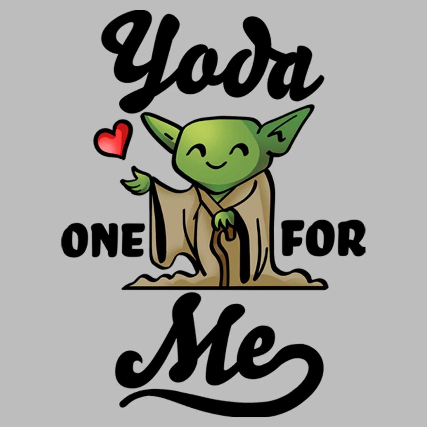 Men's Star Wars Valentine's Day Yoda One For Me Cartoon T-Shirt 4 Men's Star Wars Valentine's Day Yoda One For Me Cartoon T-Shirt - Image 2