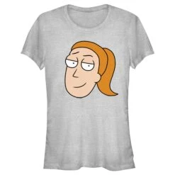 Junior's Rick And Morty Smiling Summer Big Head Portrait T-Shirt