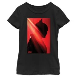 Girl's The Batman Red And Black Silhouette Side Profile T-Shirt