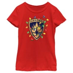 Girl's Guardians Of The Galaxy Holiday Special Christmas Lights Badge T-Shirt