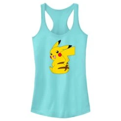 Junior's Pokemon Pikachu Sitting Portrait Racerback Tank Top