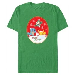 Men's Pokemon Christmas Happy Holidays Patch T-Shirt
